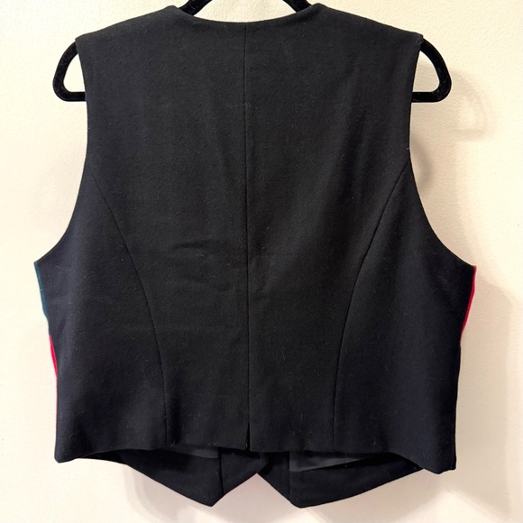 Talbots Woman’s Wool Blend Patchwork Christmas Vest Embroidered Holiday Sz. L - Picture 2 of 8